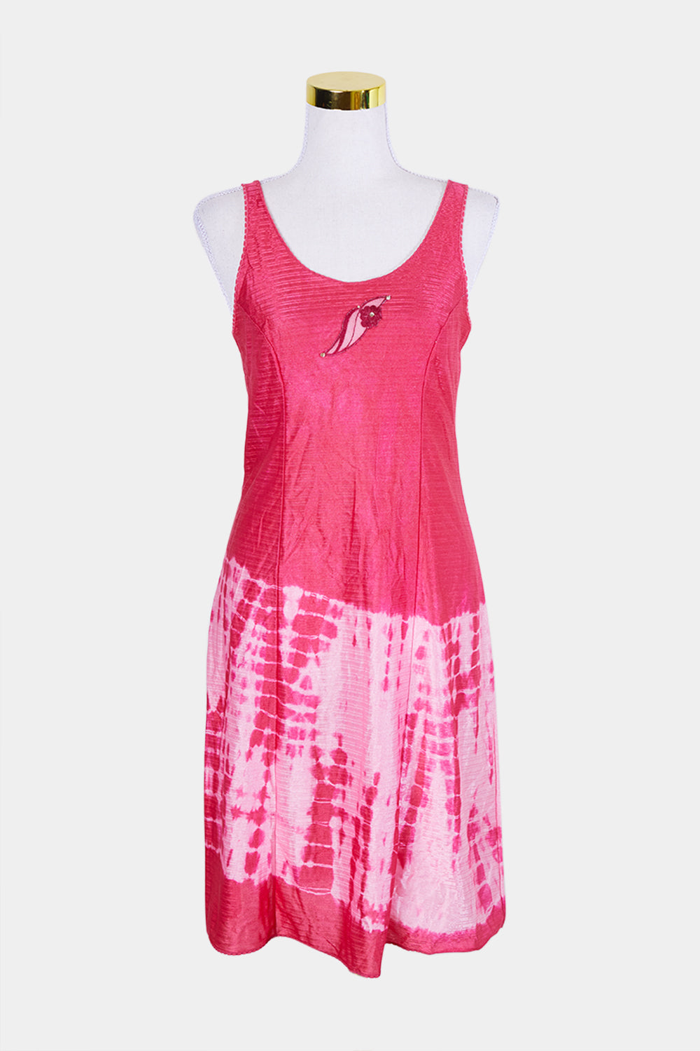 Assorted Brands Pink Mesh Detail Tie Dye Sun Dress