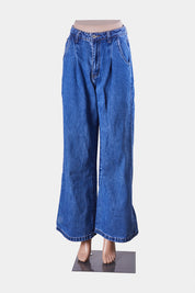 DISSH Blue High Waisted Pintuck Relaxed Jeans