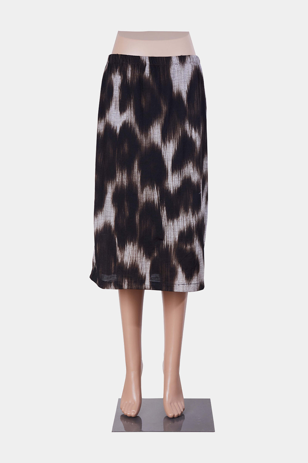 Hammock And Vine Brown and White Pattern Midi Skirt