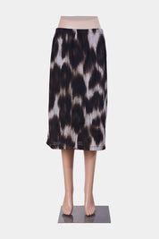 Hammock And Vine Brown and White Pattern Midi Skirt