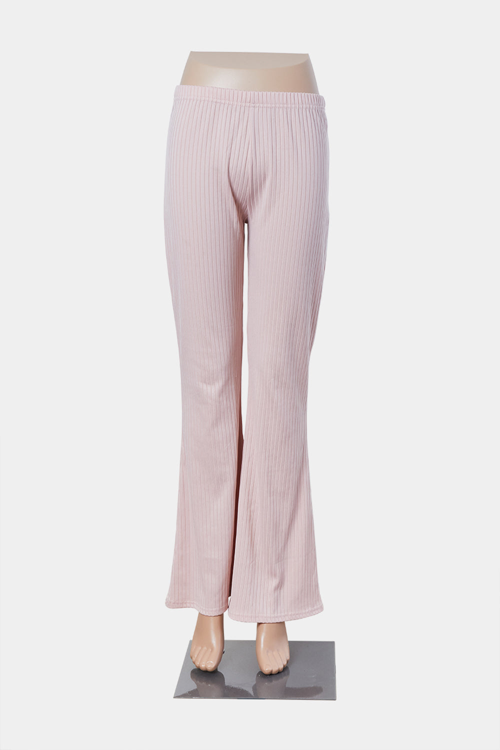 Nasty Gal Pale Pink Ribbed Kick Flare Pant