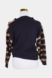 Assorted Brands Black and Gold Sequin Knit Sweater