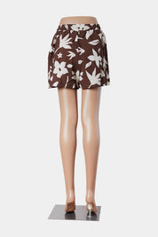 Lost In Lunar Brown and Off White Print Drawstring Shorts