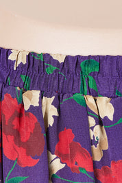 Leslie Faye Purple, Floral Pleated Midi Skirt