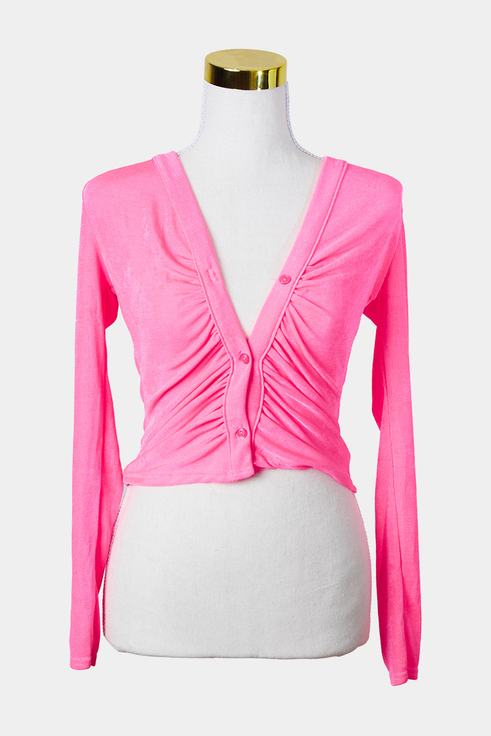 BOOHOO Fluoro Pink Stretch Cropped Cardigan