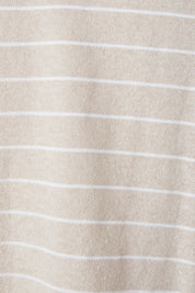 Mink Piink Beige Stripe Short Sleeve Loose T Shirt