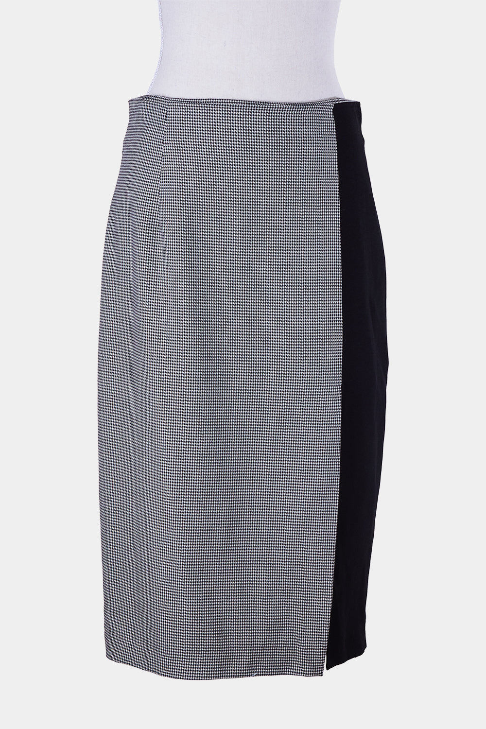 ZARA Black Herringbone Panel Pencil Skirt