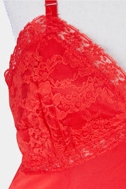 CHARMODE Red Lace Detail Slip Dress