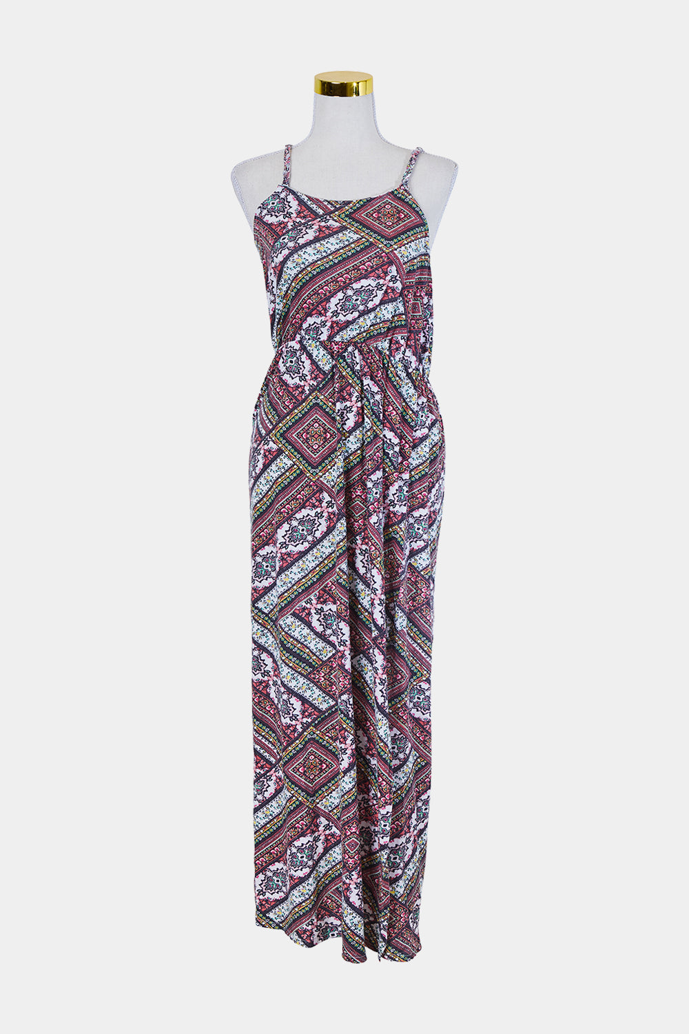 Jean Pascale Red Paisely Print Midi Dress