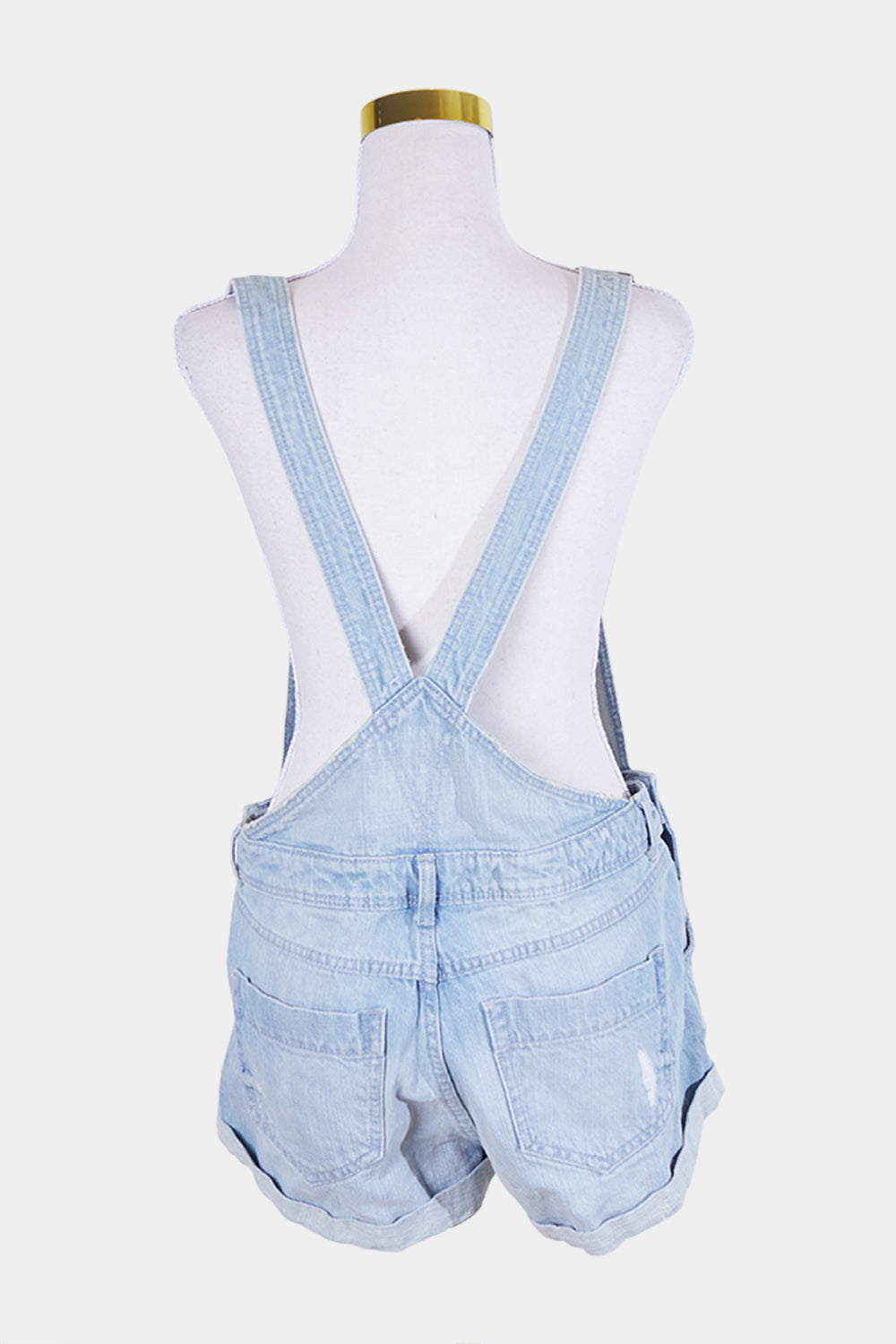 H And M Coachella Light Blue Denim Distressed Overalls