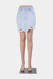 ABRAND Pale Blue Distressed Denim Mini Skirt