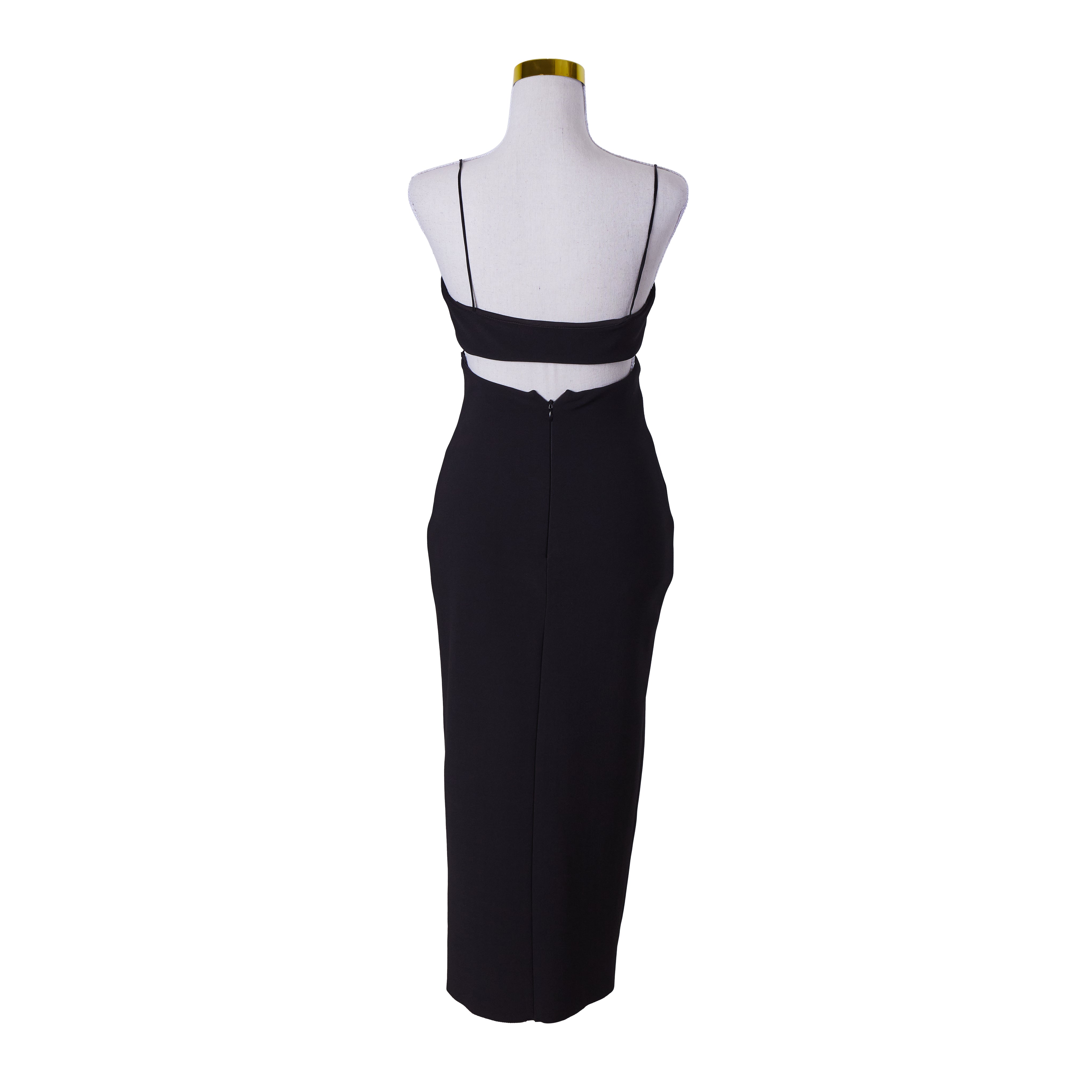 Bec + Bridge Black Side Cutout Straight Midi Dress