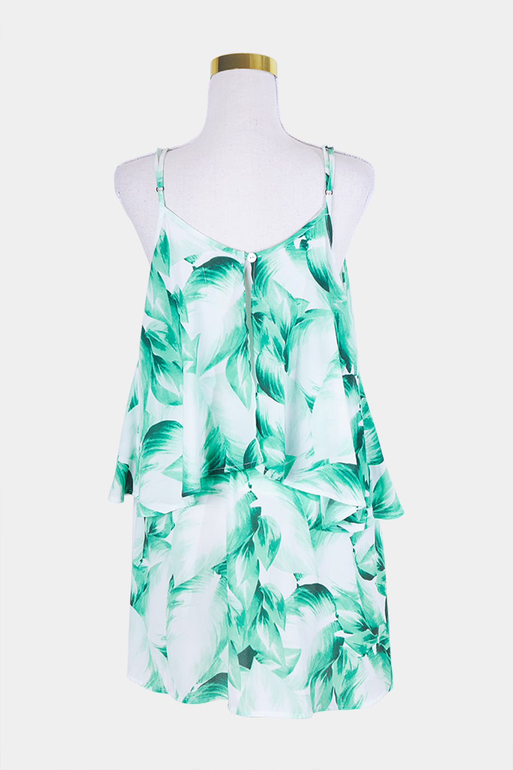 MUMU Green Floral Print Tiered Dress