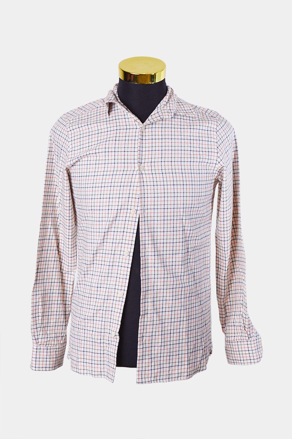 ZARA Beige, Orange, Green, Navy Pattern Button Down Shirt