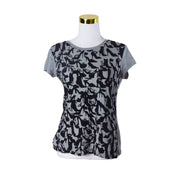 MNG Khaki and Black Velvet Heels Flocked T Shirt