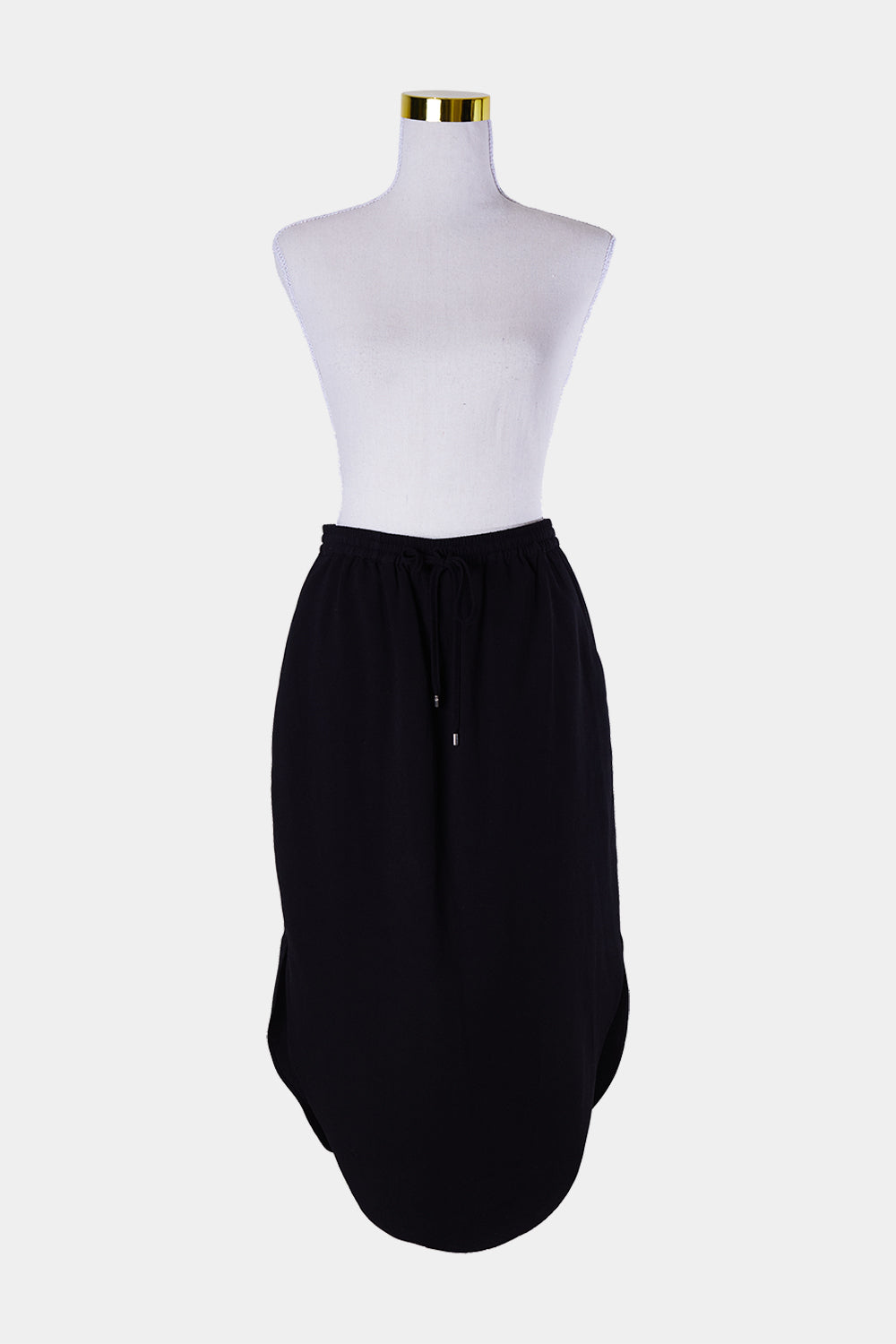 DECJUBA Black Drawstring Midi Skirt