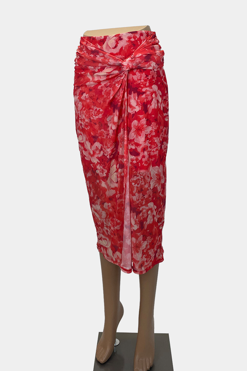 STRADIVARIUS Red Floral Skirt