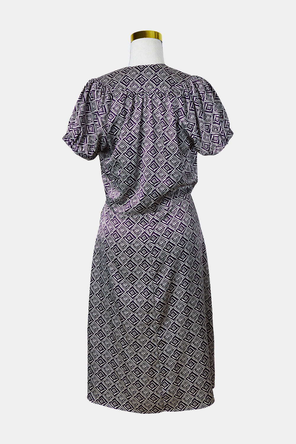BASQUE Aubergine Print Short Sleeve Midi Dress