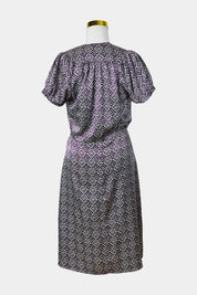 BASQUE Aubergine Print Short Sleeve Midi Dress