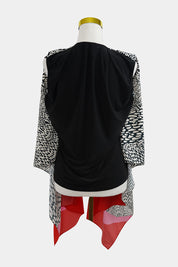 Anthea Crawford Black, White, Pink Patterned Tie Tank