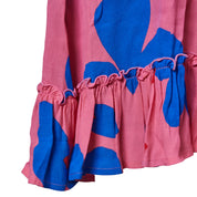 Mister Zimi Pink and Blue Long Sleeve Ruffle Swing Dress