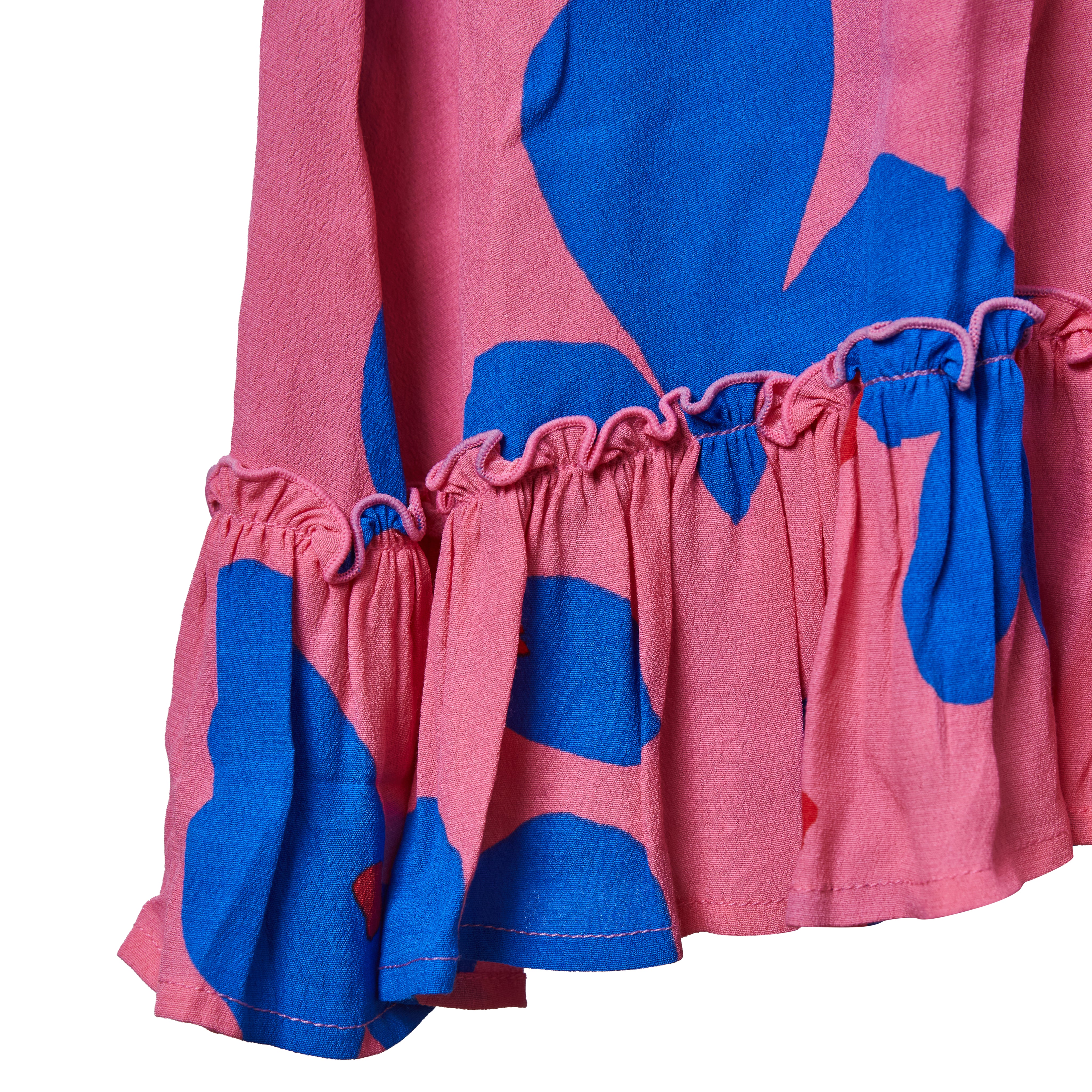 Mister Zimi Pink and Blue Long Sleeve Ruffle Swing Dress