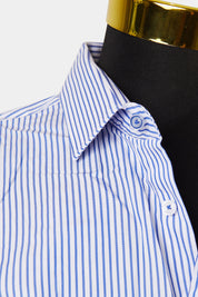 POLITIX Blue and White Stripe Slim Fit