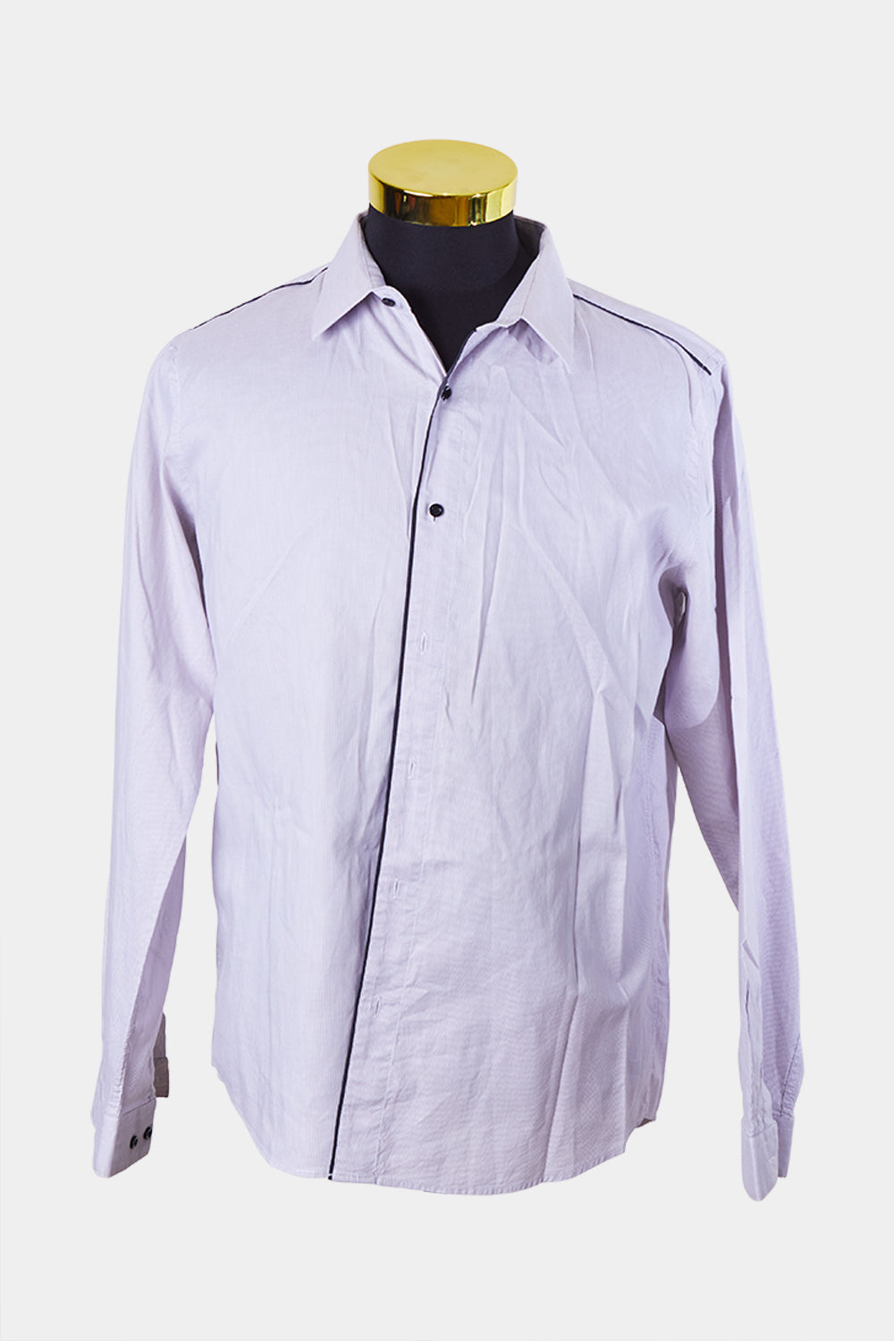 YD Beige Black Trim Detail Button Down Shirt