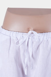 SUBTITLED White Drawstring Linen Pants
