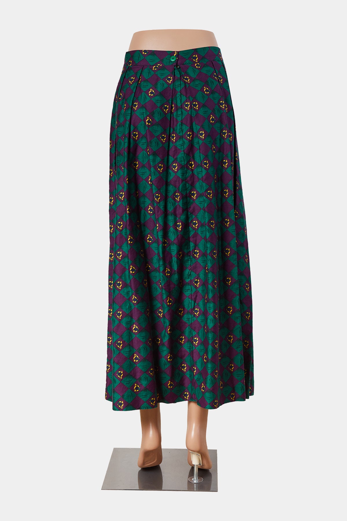 Alexander Campbell Green and Purple Pleated Midi Skirt
