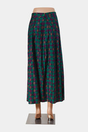 Alexander Campbell Green and Purple Pleated Midi Skirt