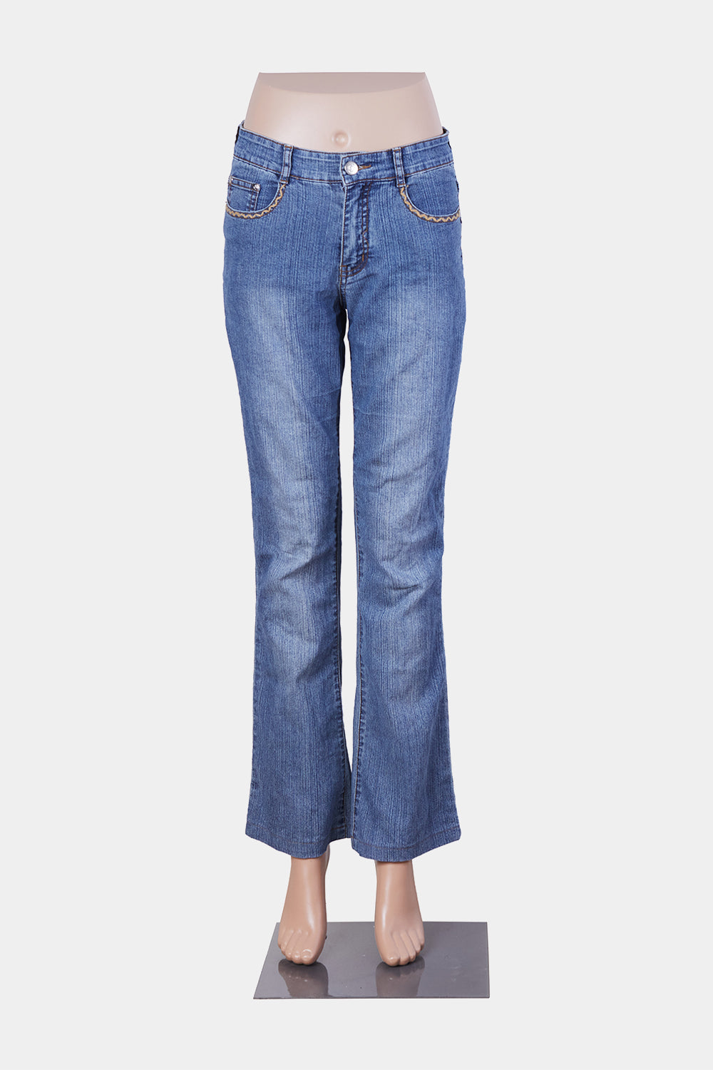 SALATOR Blue Cropped Flare Jeans