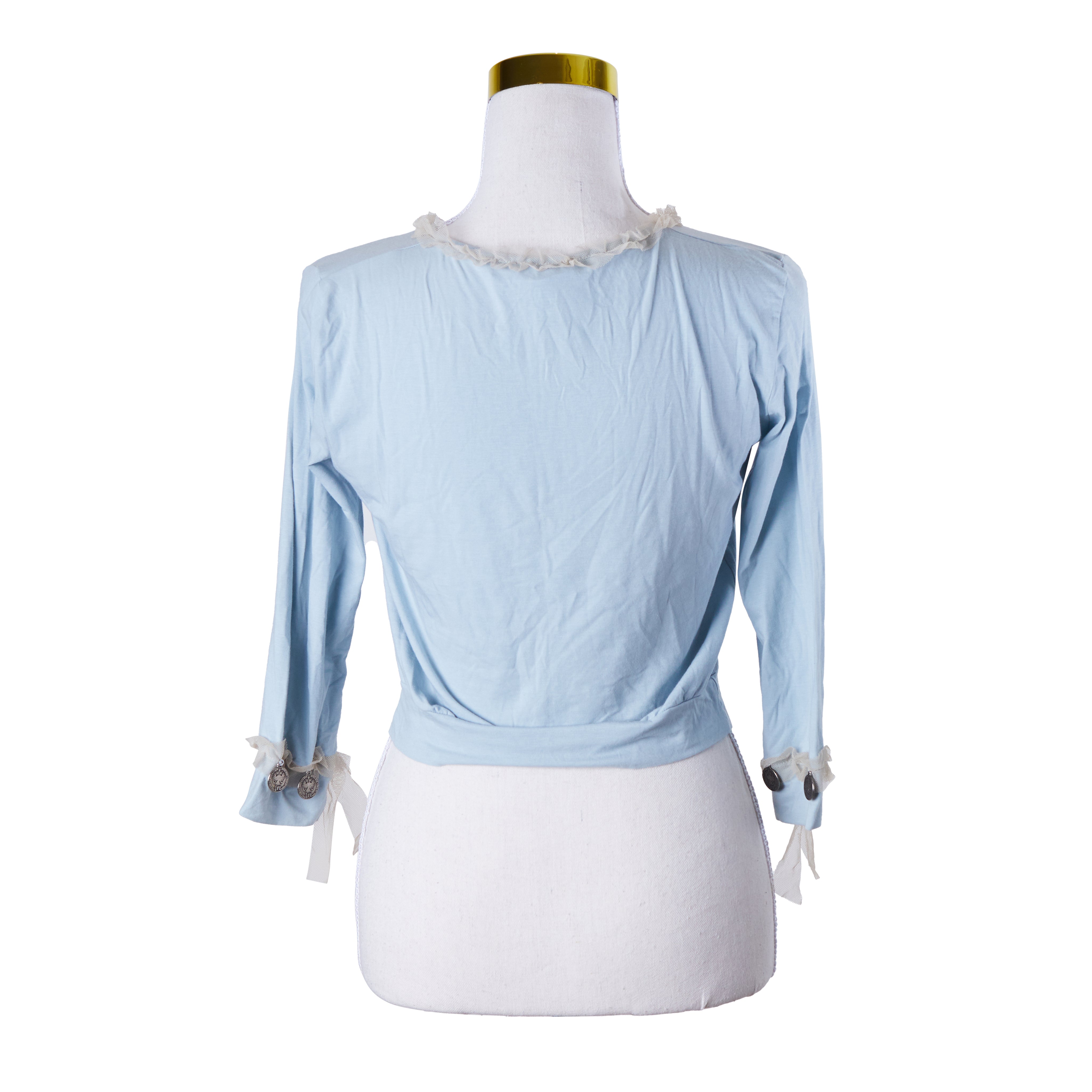 CELESTINO Light Blue Tulle and Coin Detail Long Sleeve Top