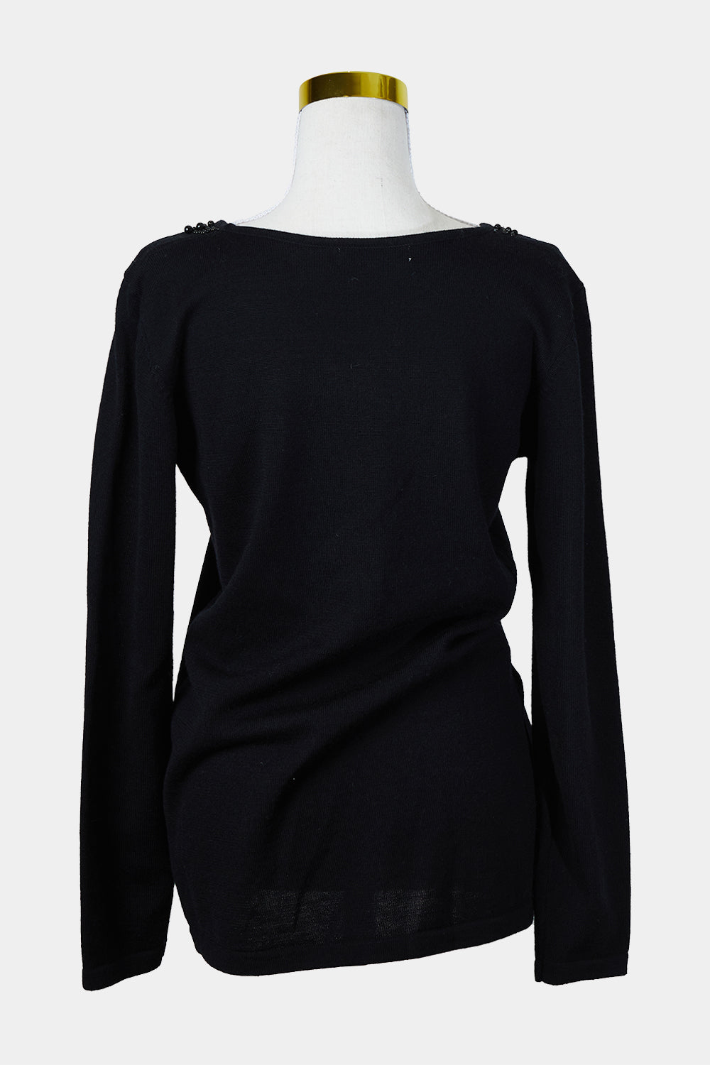 St Germain Black Knit Sweater with Beaded Neck