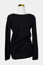 St Germain Black Knit Sweater with Beaded Neck