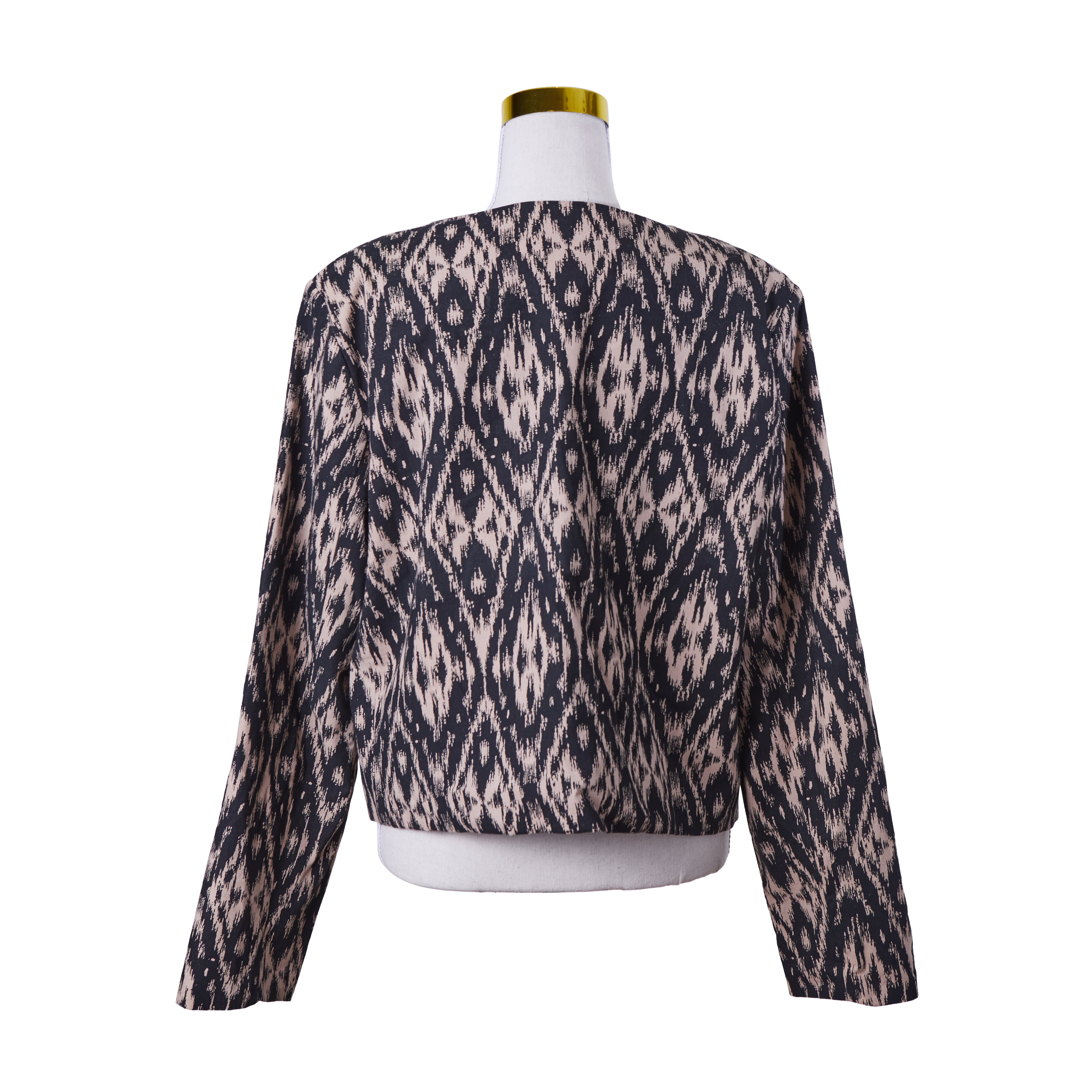 ISHKA Beige and Black Print  Zip Up Light Jacket