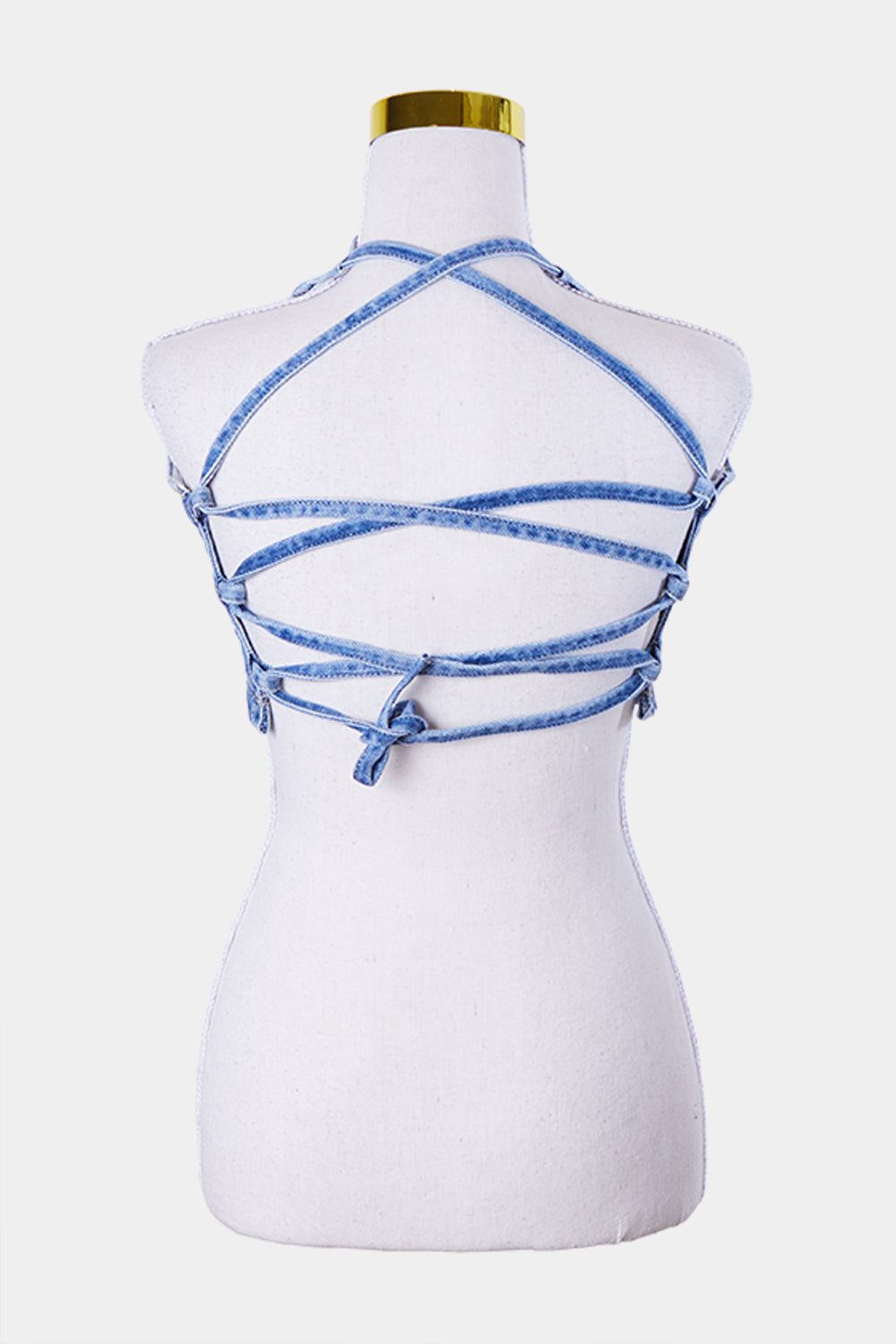 Abrand Jeans Light Blue Denim Tie Back Crop Top