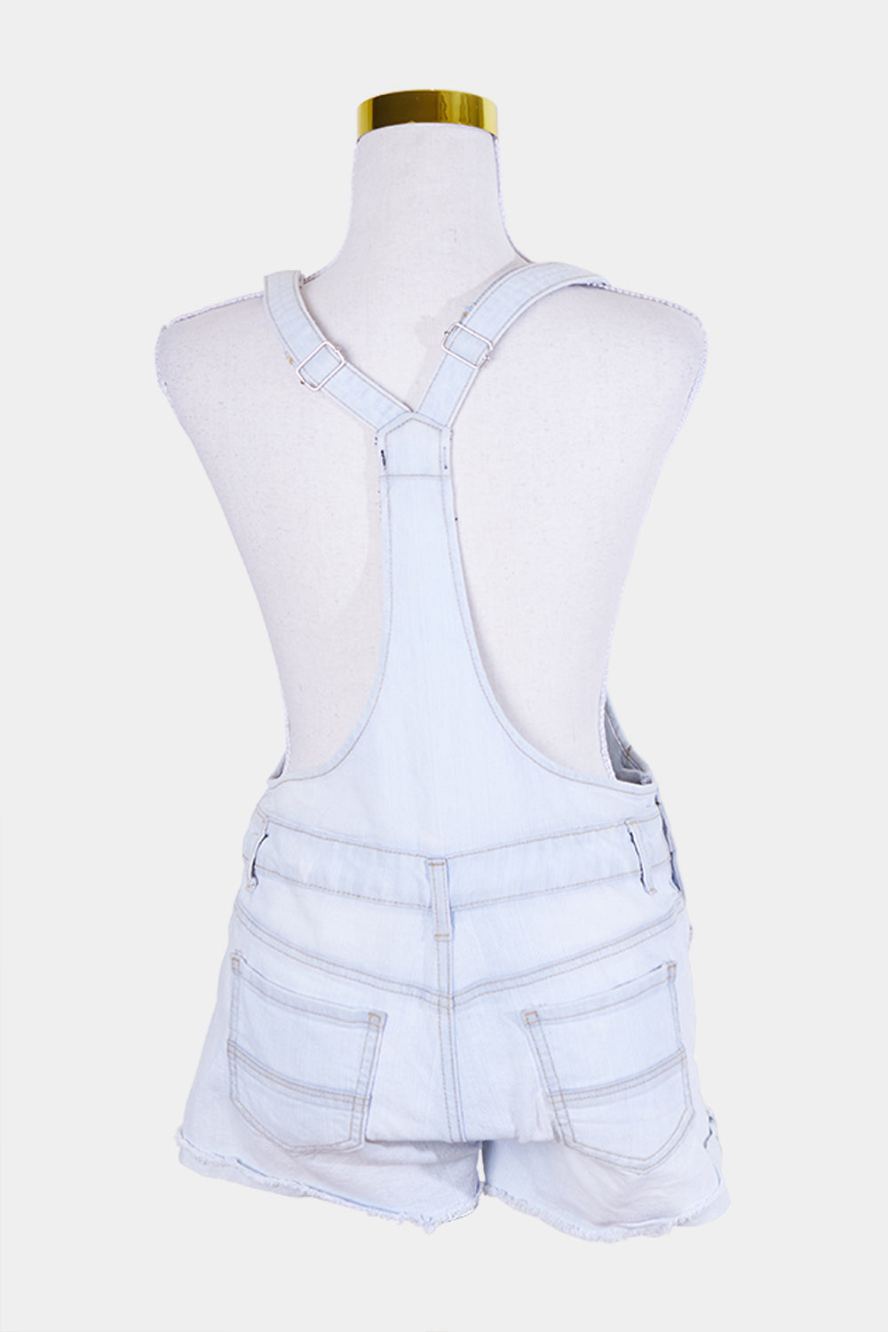 Chi Qle Light Blue Denim Overalls with Zip Detail
