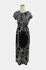 Stella Morgan Black White Shirred Maxi Dress