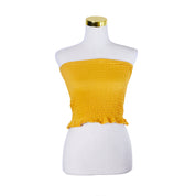 Cotton On Golden Yellow Ruched Strapless Crop Top
