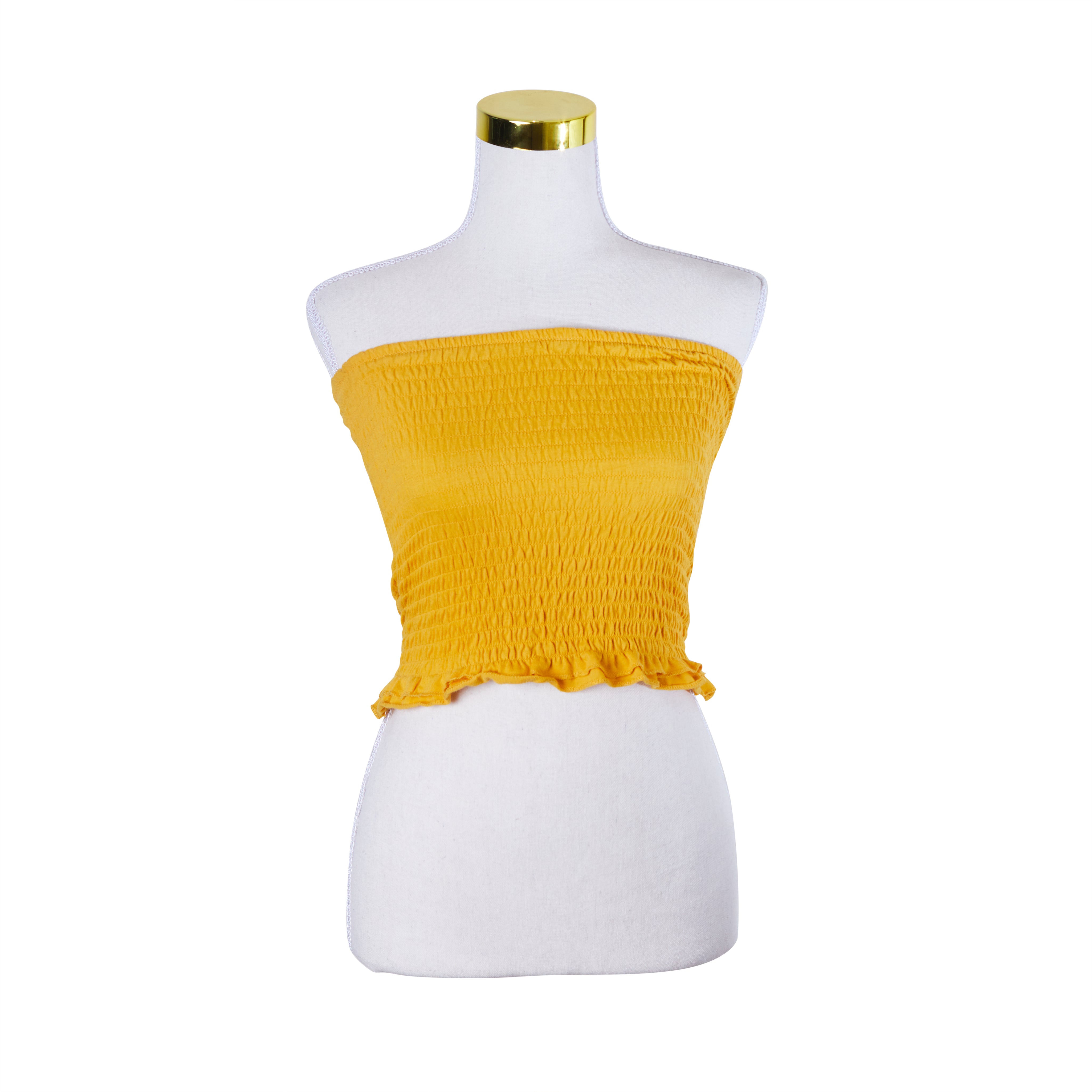 Cotton On Golden Yellow Ruched Strapless Crop Top
