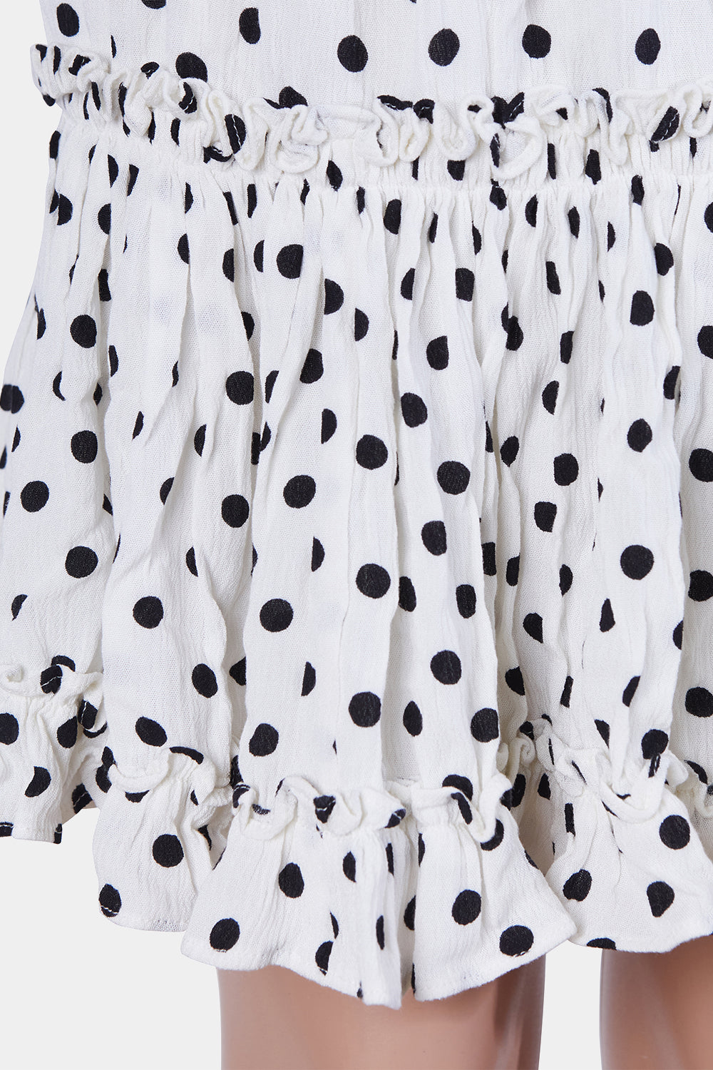 SEED White and Black Polkadot Frill Detail Short Skirt
