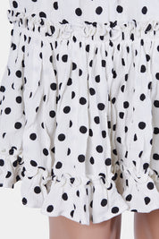 SEED White and Black Polkadot Frill Detail Short Skirt