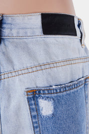 GLASSONS Blue Contrast High Waist Denim Shorts