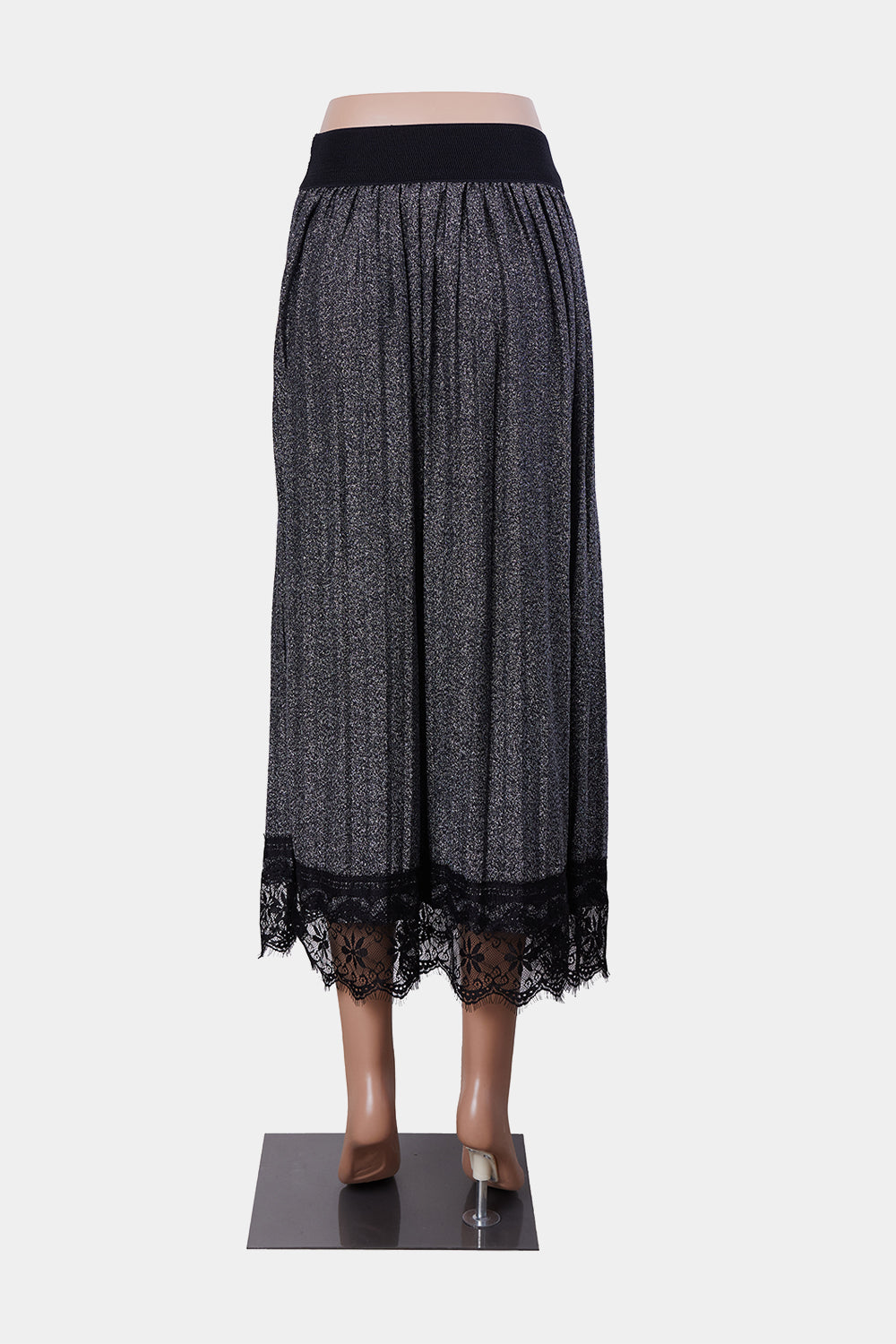 Ann Bennetti Black and Silver Midi Skirt