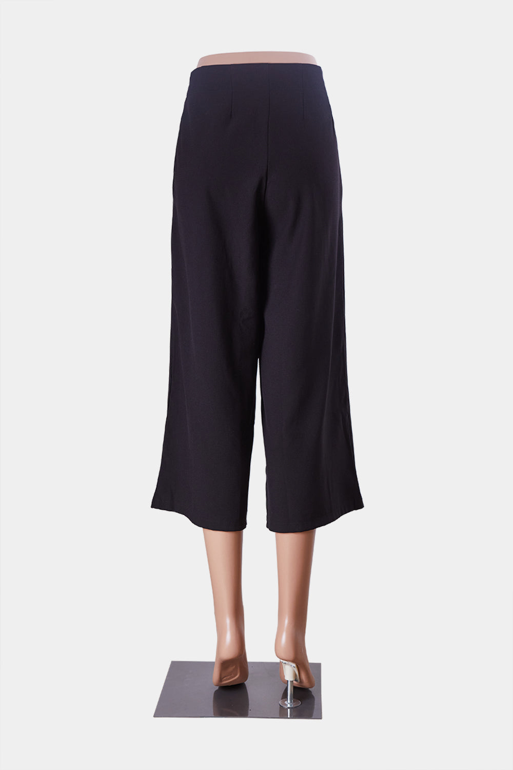 INDIKAH Black High Waisted Cropped Relaxed Trouser