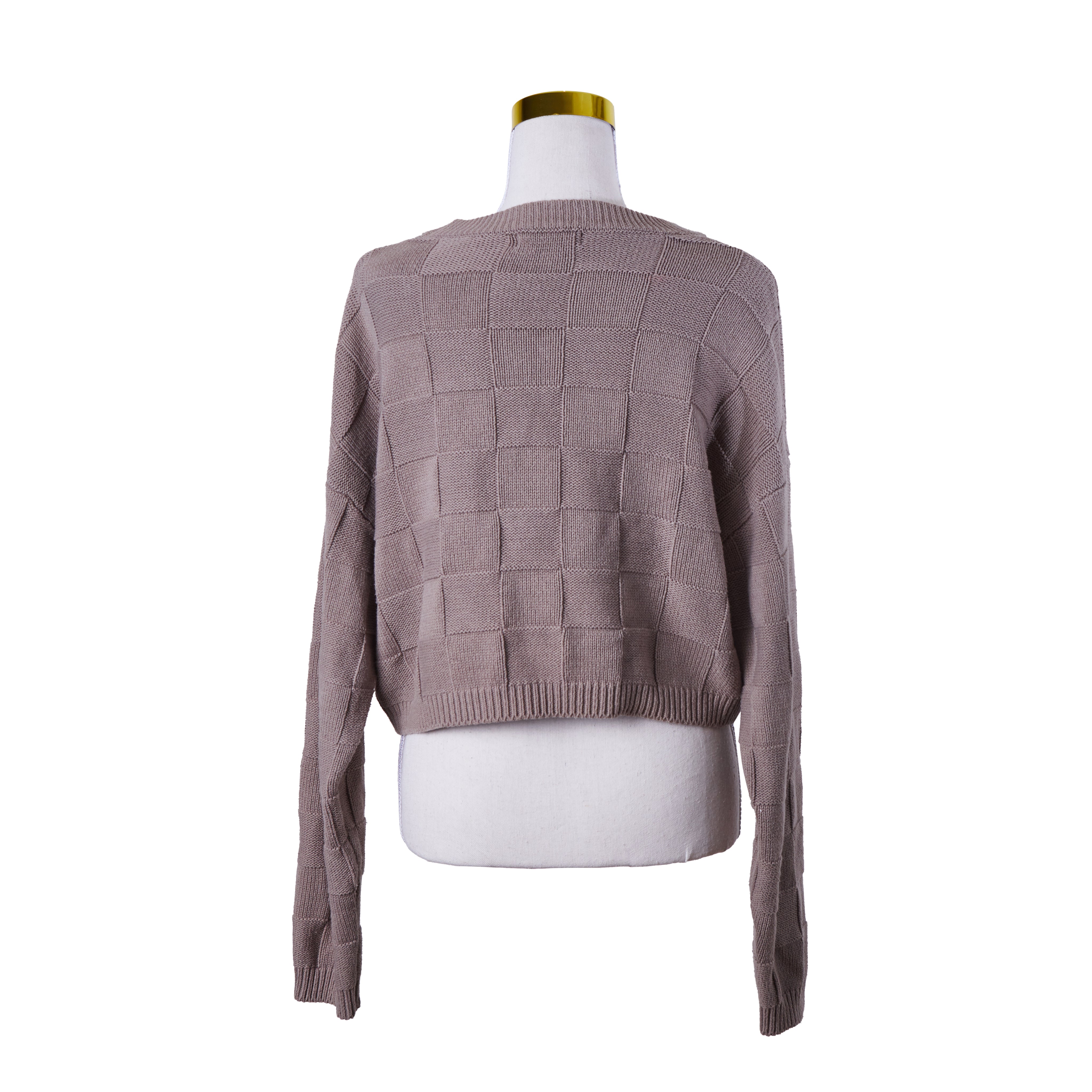 GLASSONS Brown Crop Knit Sweater