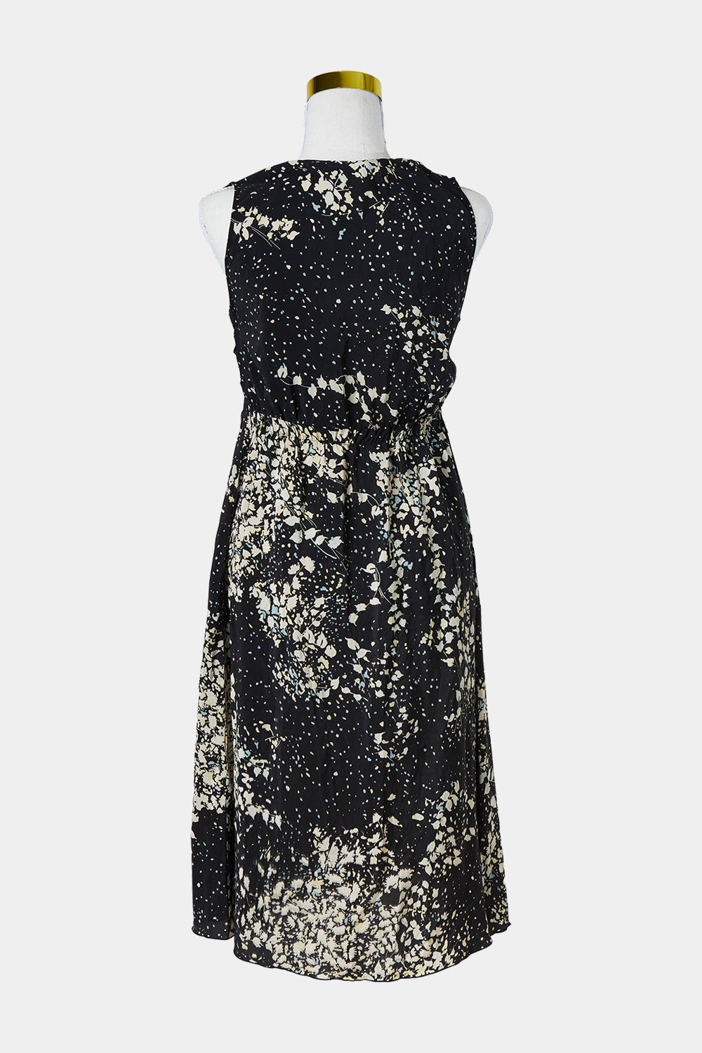Brown Sugar Black Print Silk Sleeveless Midi Dress