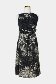 Brown Sugar Black Print Silk Sleeveless Midi Dress