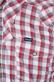 Wrangler Retro Red and Grey Plaid Western Detail Button Down Shirt